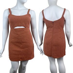 First Monday Lollypop Swiss Dot Size L Knit Cut Out Retro Sheath NEW Mini Dress